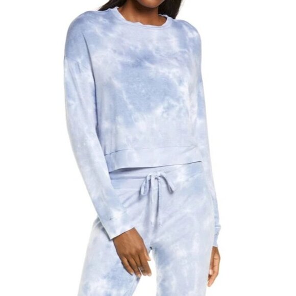 Beyond Yoga Pullover Day to Day Lounge Around Blue Tie Dye - Picture 2 of 12